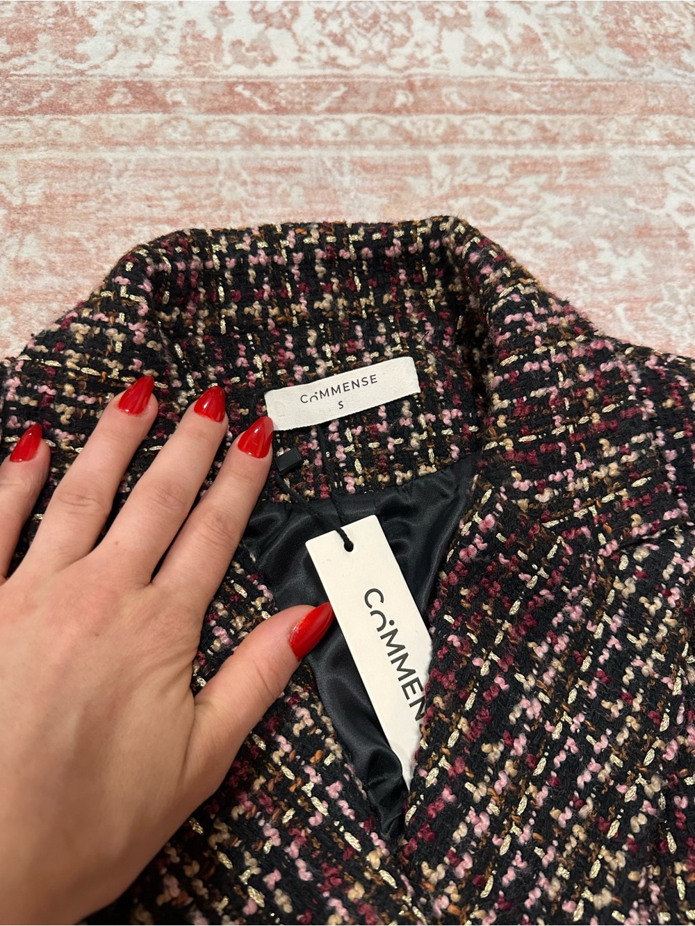 NWT 🥀 Commense Tweed Belted Double Breasted Jacket - Picture 6 of 15